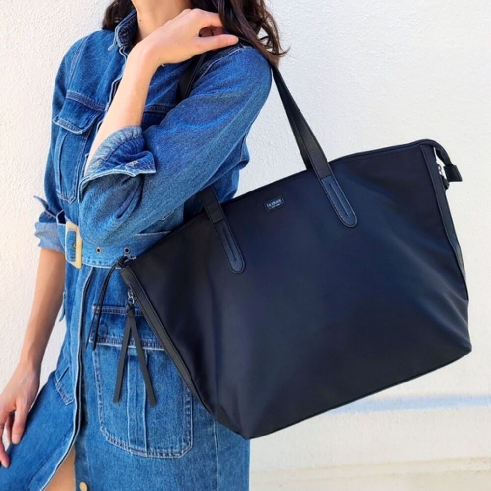 Botkier New York Black Bond Tote Nylon Faux Leather Trim New